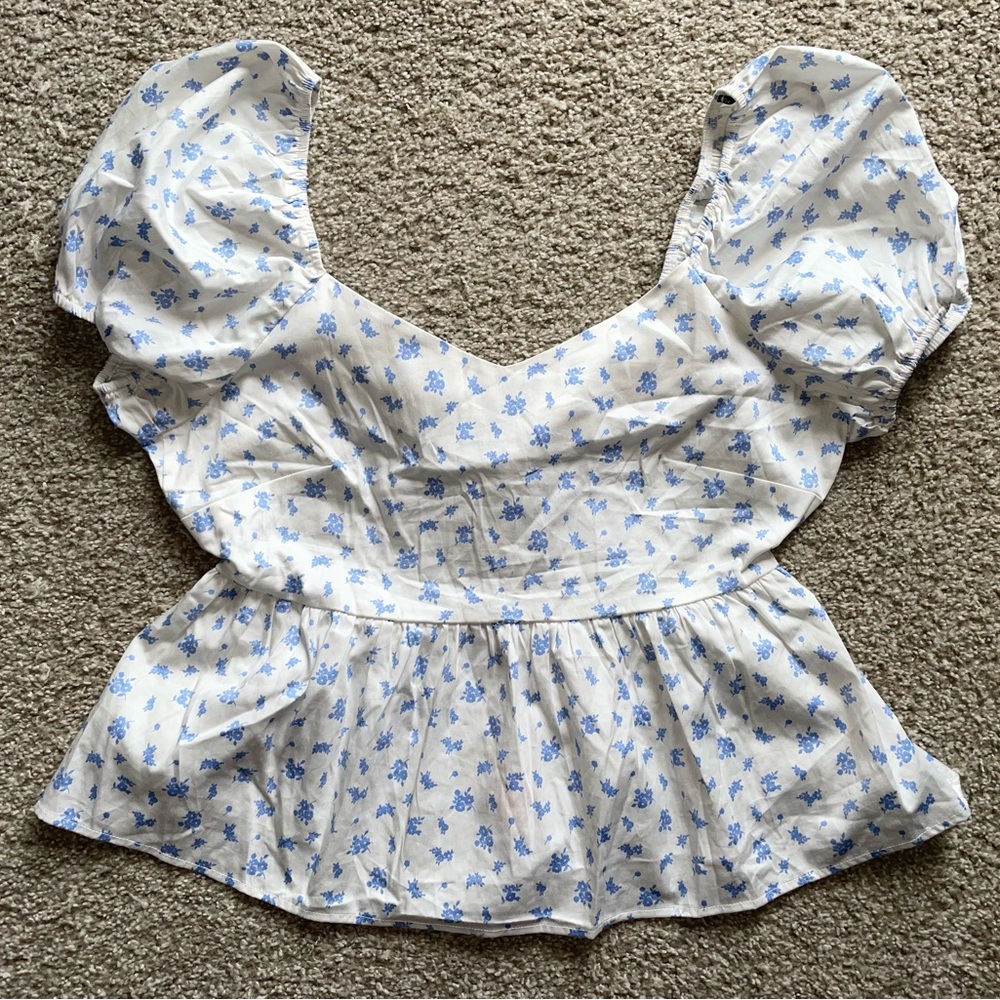 NWT Forever 21 Plus White Cropped Peplum Top Open Back Sz 1X